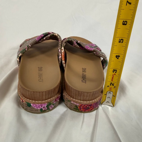 Johnny Was Jenna X Band Floral Platform Slide Sandals Brown Colorful Women's 7.5 - Picture 8 of 9